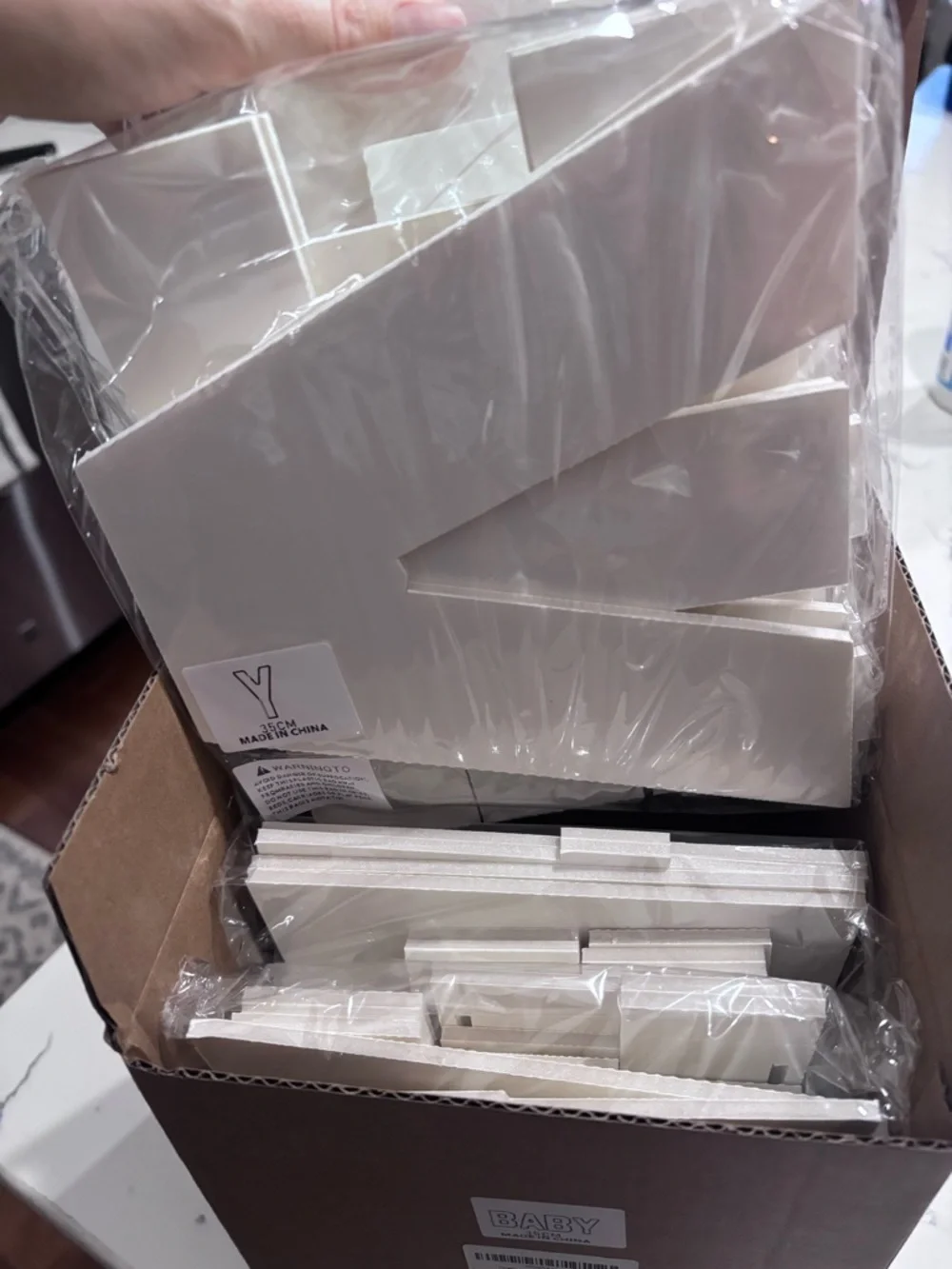 White Letter Snack Boxes - BABY Party Display Boxes
